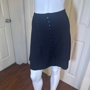 Vintage Black Faux Button-Front Aline Skirt